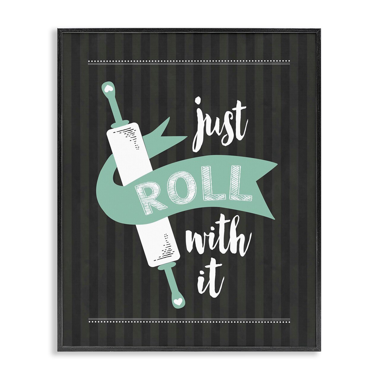 Stupell Industries Roll With It Black & Green Framed Giclee, design by Lettered and Lined